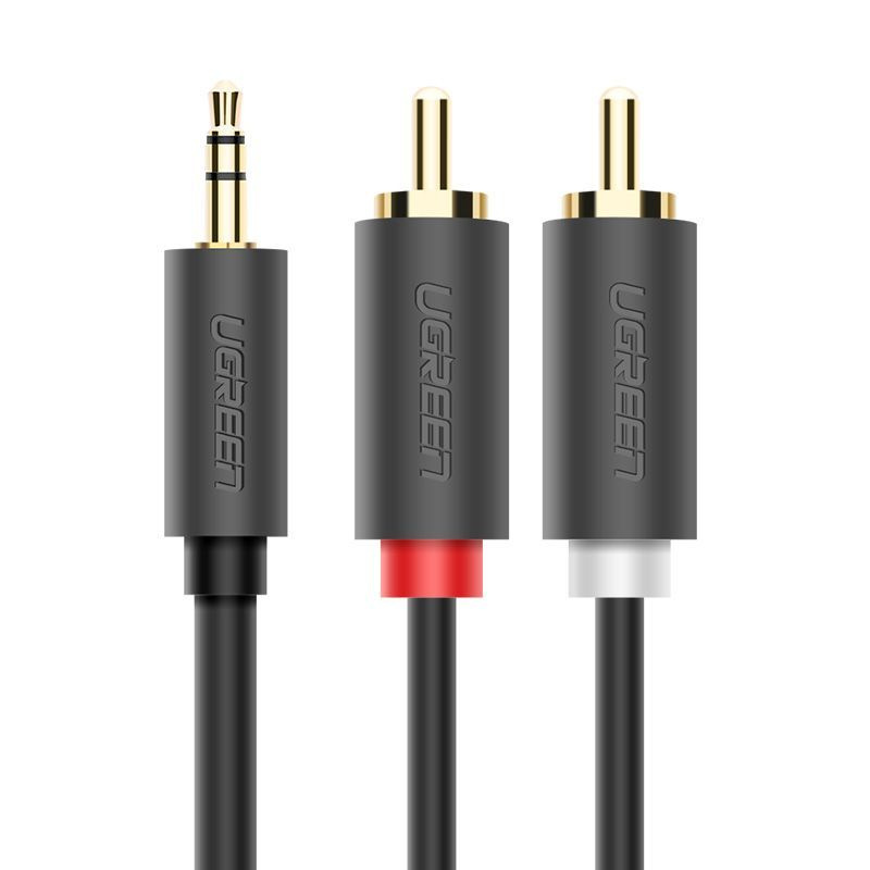 Аудиокабель UGREEN AV102 (10510) 3.5mm Male to 2 RCA Male Audio Cable. Длина: 2м. Цвет: серый  #1