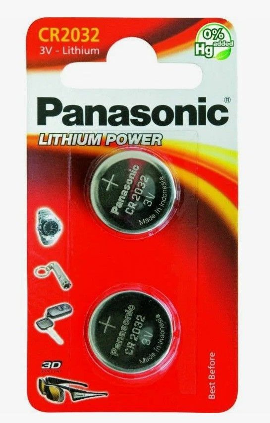 Panasonic Батарейка CR2032, Li-ion тип, 3 В, 2 шт - купить с доставкой ...