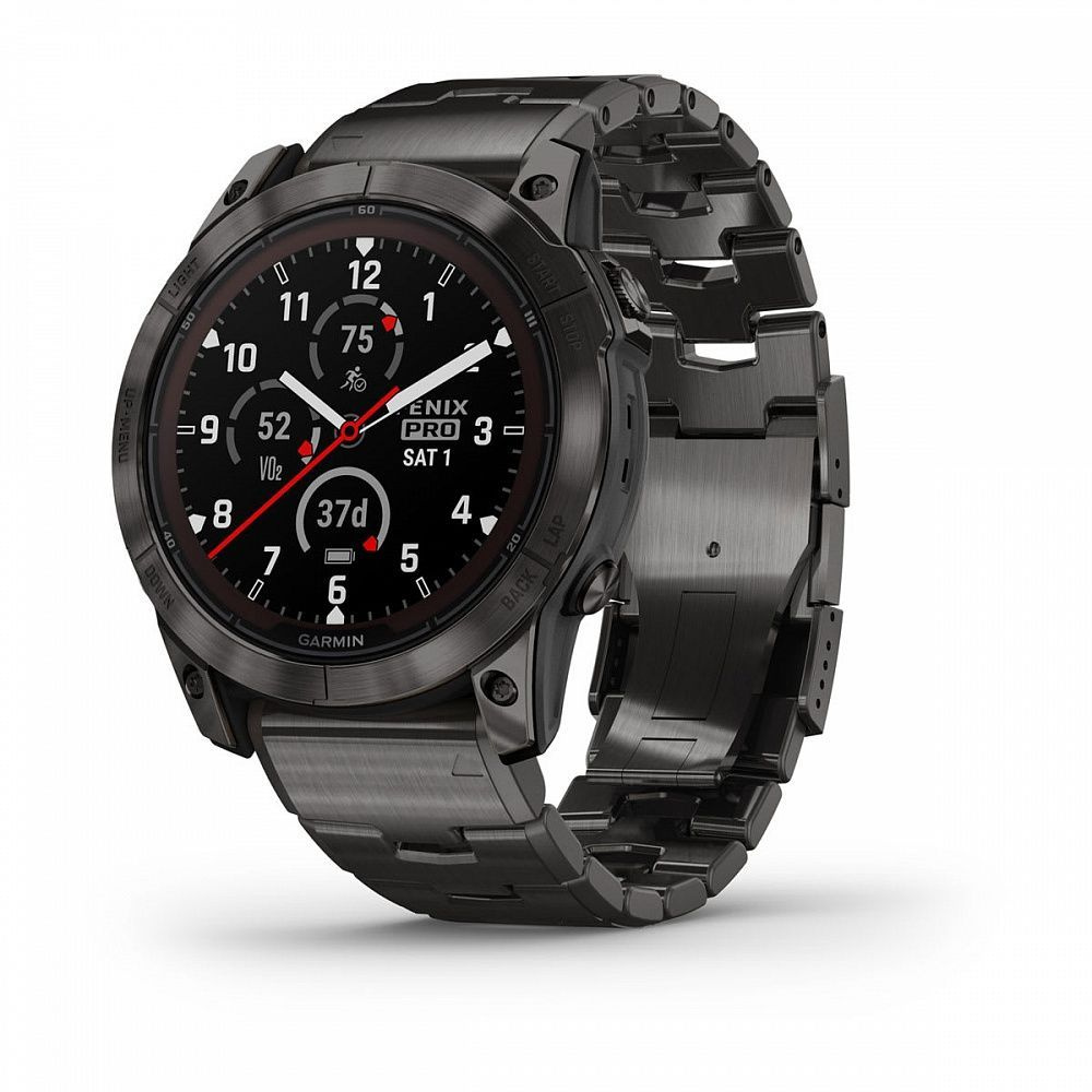 Garmin Умные часы Fenix 7X Pro Sapphire Solar DLC Titanium + титановый браслет, 51mm, Carbon + титановый #1