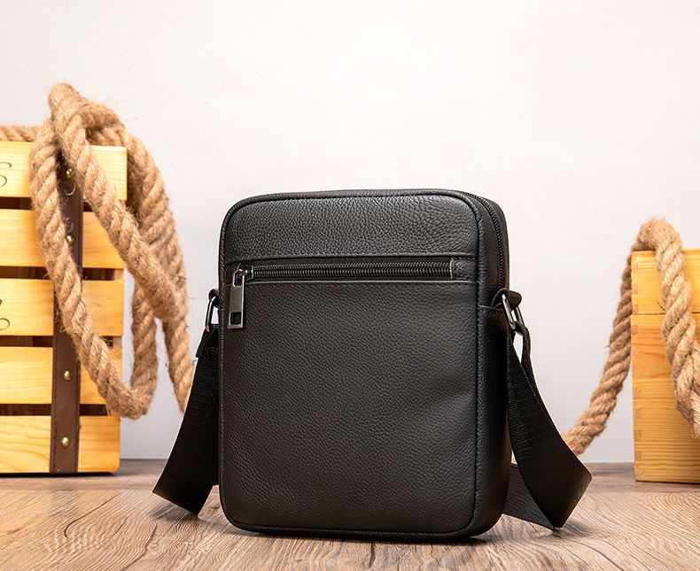 Сумка на плечо мужская из натуральной кожи, для документов, черная ...