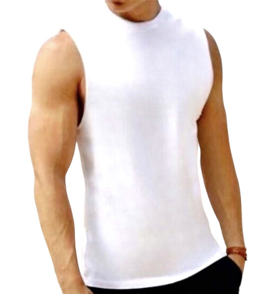 Футболка для дома Мужской Спортивный, Домашний Без рукавов Хлопок белый ...