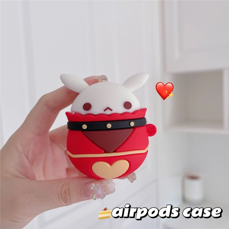 Силиконовый защитный чехол для AirPods бокс Люблю прыгающего кролика  #1