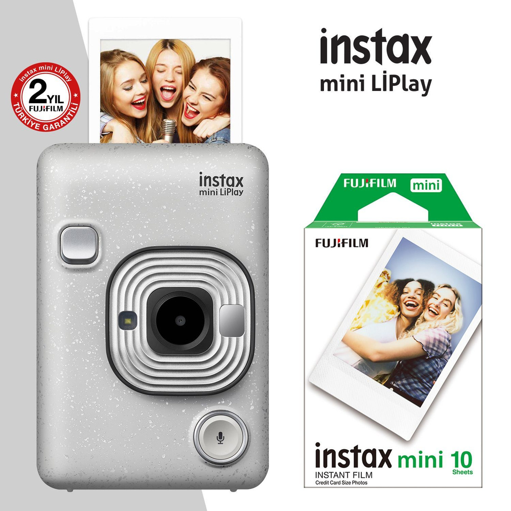 Fujifilm Компактный фотоаппарат Instax Mini LiPlay + Картридж Фотопленка 10  снимков, серый