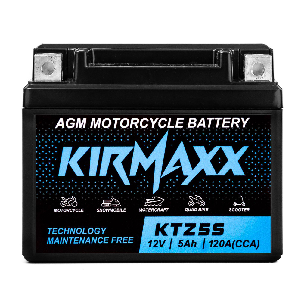 Мото Аккумулятор Kirmaxx AGM 12В 5 А/ч (CT1205.2,YTX4L-BS,YTZ5S)для мопеда, скутера,мотоцикла,ИБП 12V #1