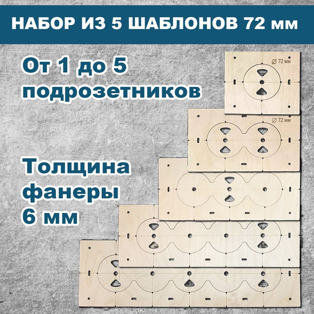 Шаблоны для подрозетников 72 мм, 5 шт, толщина 6 мм, кондуктор для  сверления, трафарет для подрозетников - купить с доставкой по выгодным  ценам в интернет-магазине OZON (1101505850)