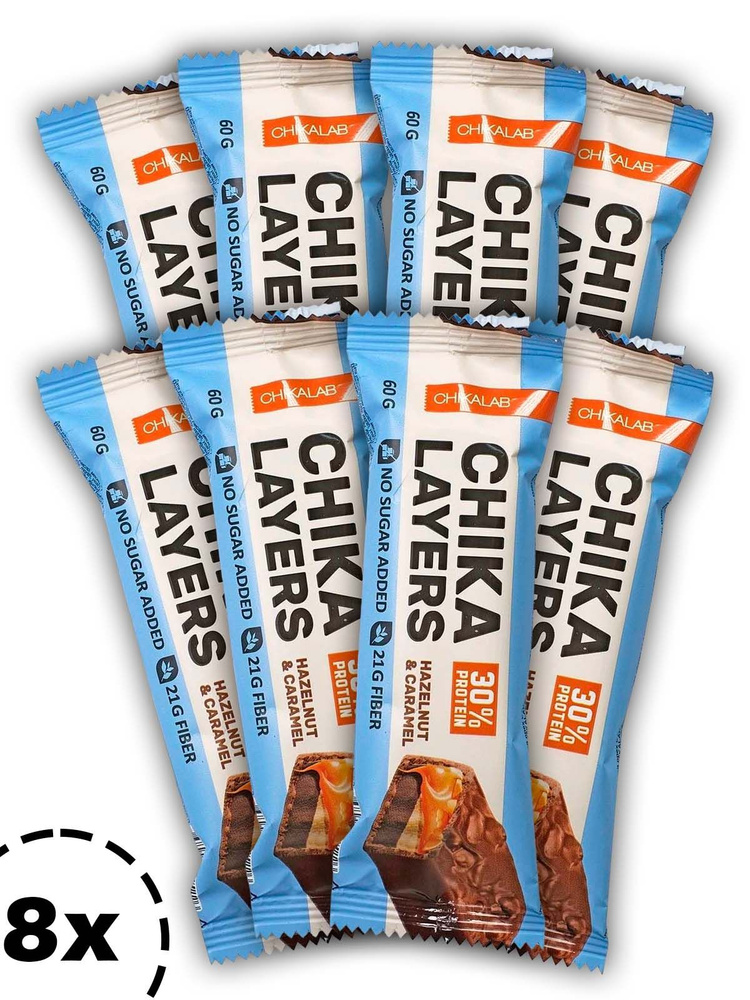 Протеиновый батончик Chikalab Chika Layers 8 х 60 г, Лесной орех с ...