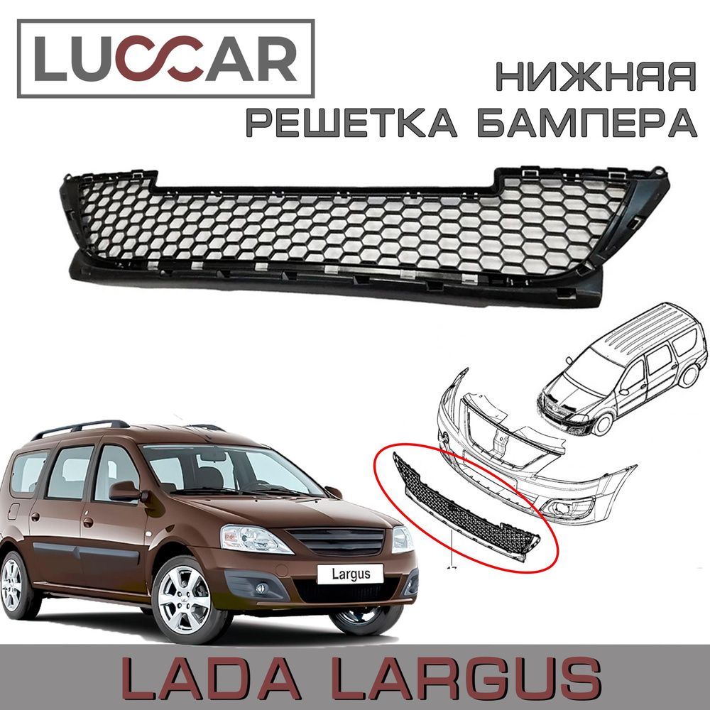 Решетка переднего бампера нижняя Лада Ларгус до 2021г. - арт. 8450000249  Lada Largus - Luccar арт. 8450000249 - купить по выгодной цене в  интернет-магазине OZON (1140188276)