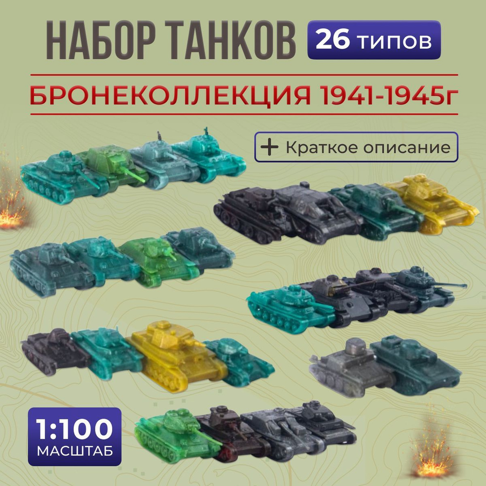 набор танков 26 типов бронеколлекция СССР 13 и 13 немецких 1941-1945г  Королевский тигр в бою. Текстовое описанием по каждому танку масштаб 1:100  - купить с доставкой по выгодным ценам в интернет-магазине OZON (986572146)