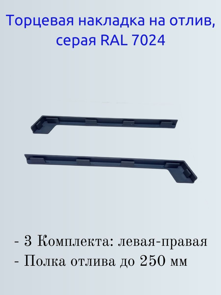 Торцевая накладка (заглушка) на отлив оконный, серая RAL 7024  #1
