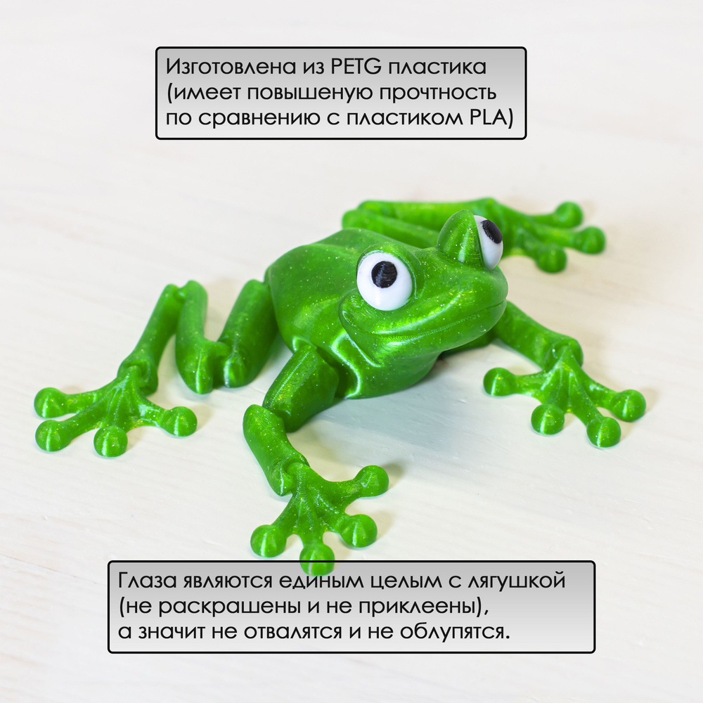 Лягушка / подвижная игрушка / статуэтка сказочной лягушки (petg зеленый  сияющий + цветные глаза) - купить с доставкой по выгодным ценам в  интернет-магазине OZON (1187297344)