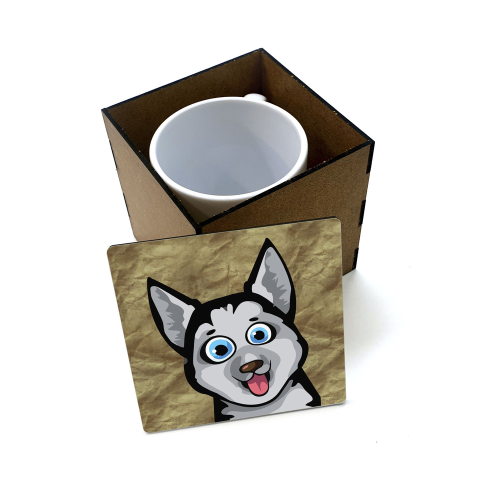 Коробка для кружки деревянная подарочная #huskydom Пирожочек с начинкой из злости 0002500 #1