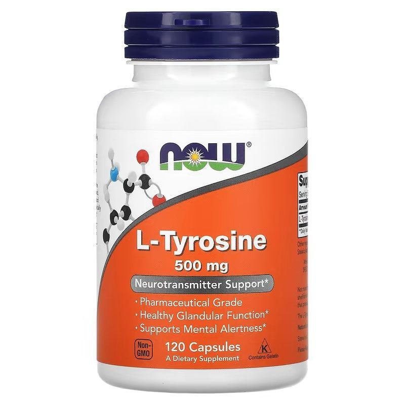 Л тирозин, 500 мг 120 капсул l-тирозина от Нау, L-Tyrosine NOW Foods, США  #1