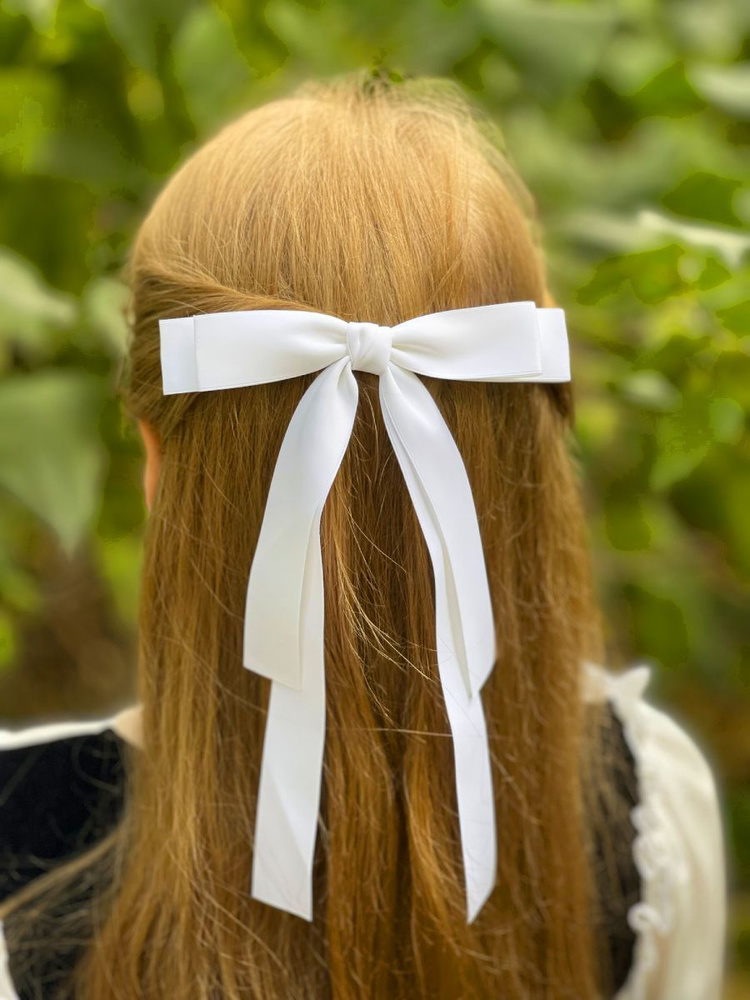 Бант атласный на заколке белый - купить с доставкой по выгодным ценам в ...