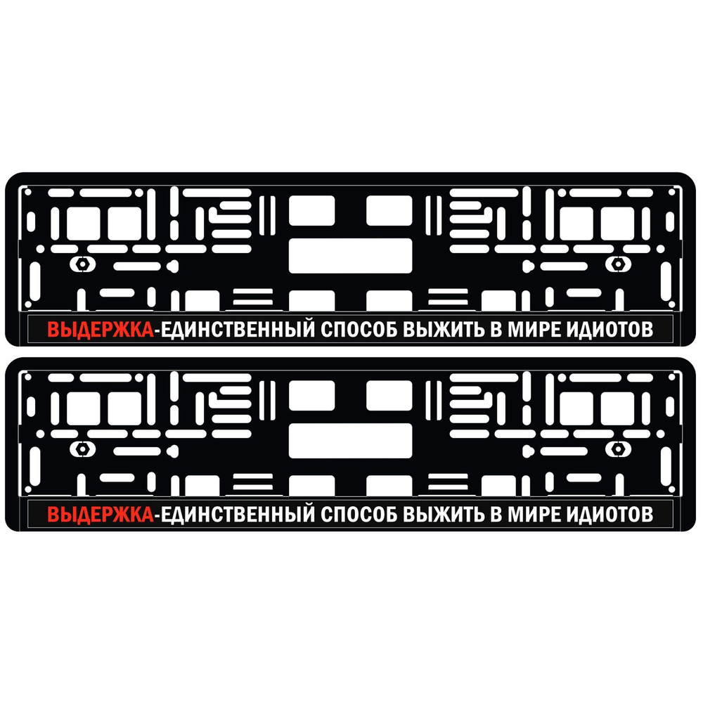 Рамка для номера автомобиля ВЫДЕРЖКА- единственный способ выжить в мире  идиотов - комплект 2 шт - купить по выгодным ценам в интернет-магазине OZON  (1220253350)
