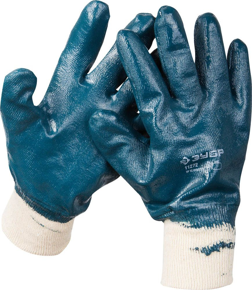 ЗУБР HARD, L(9), с манжетой, маслобензостойкие, износостойкие, перчатки с нитриловым покрытием, Профессионал #1