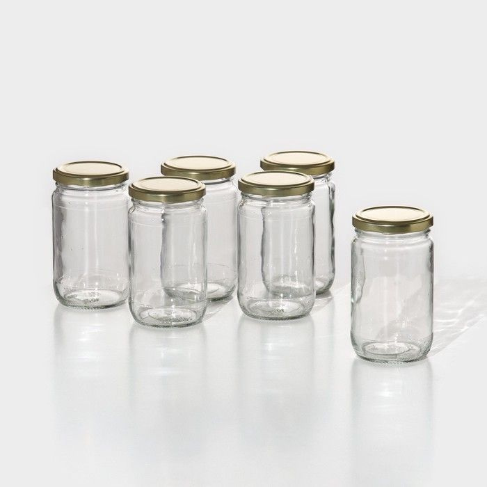 Набор стеклянных банок с крышкой, ТО-66 мм, 0,35 литра, 6 штук в наборе  #1