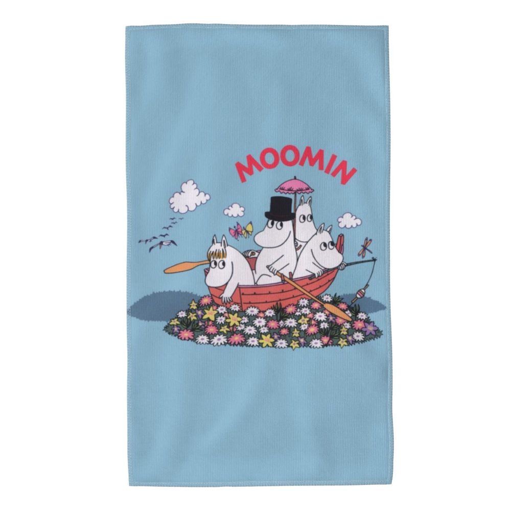 Moomin Полотенце для лица, рук Moomin, Микроволокно, 40x70 см, черно-серый, 1 шт.  #1