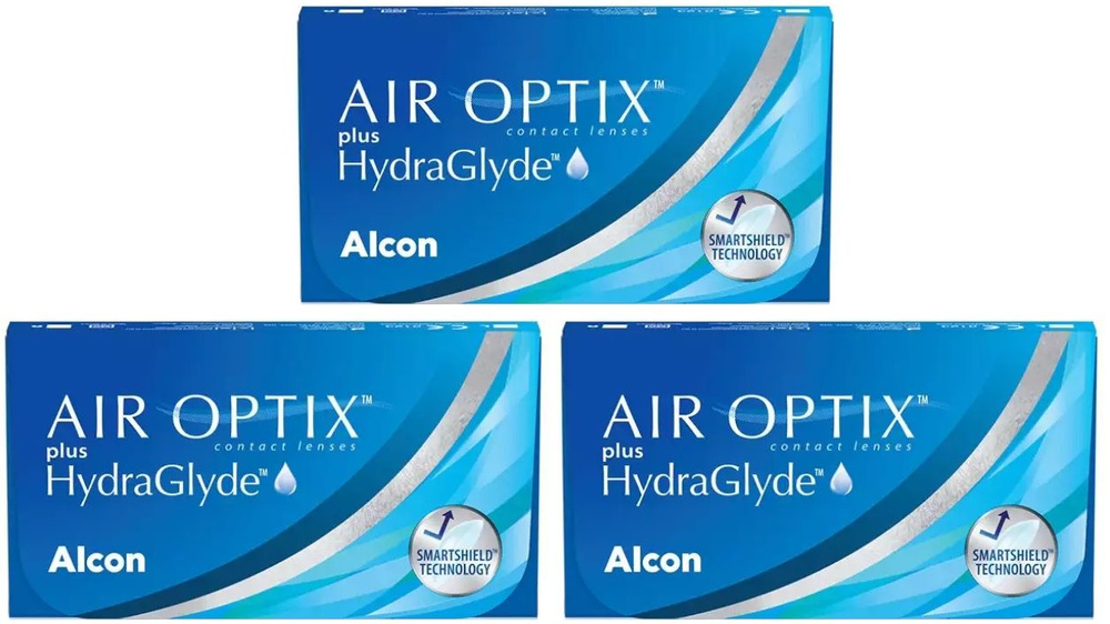 Air Optix Plus HydraGlyde +2.00 / 14.2 / 8.6, 18 штук (3 пачки по 6 линз), контактные ежемесячные. ALCON #1