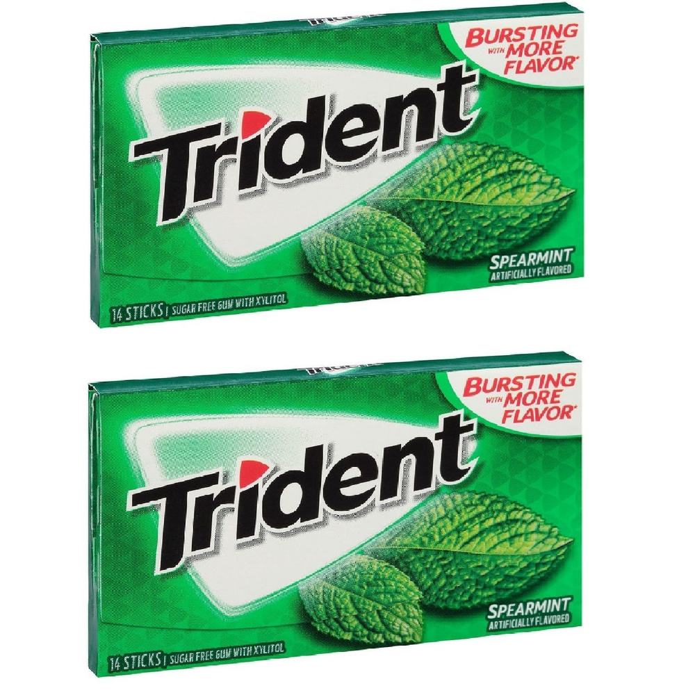 Жевательная резинка Trident Spearmint 2 уп по 26.6гр купить на OZON по ...