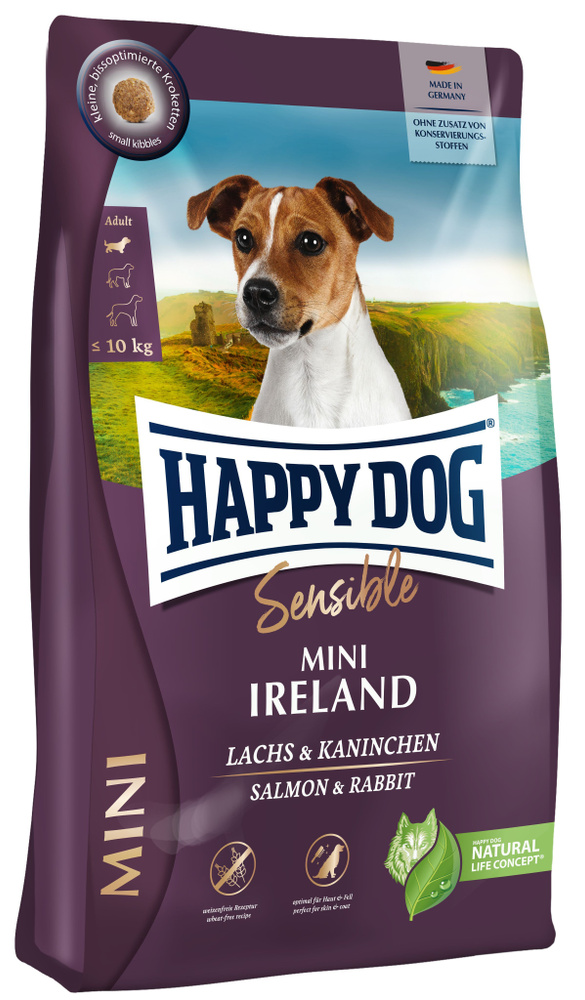 Корм Happy Dog Mini Irland для взрослых собак малых пород с лососем и кроликом 10 кг  #1