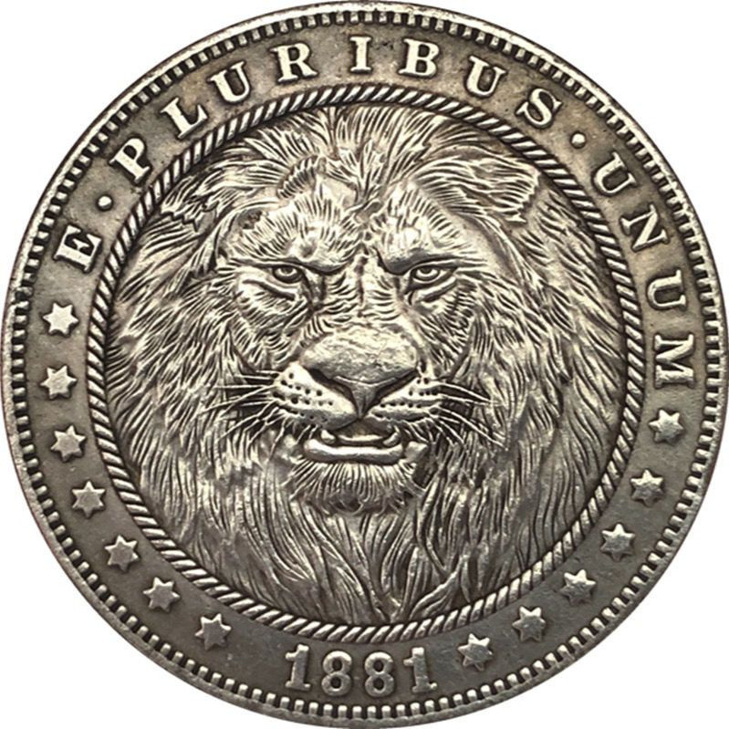 Памятная монета 1881 года Американский серебряный доллар Morgan Lion's Head  #1