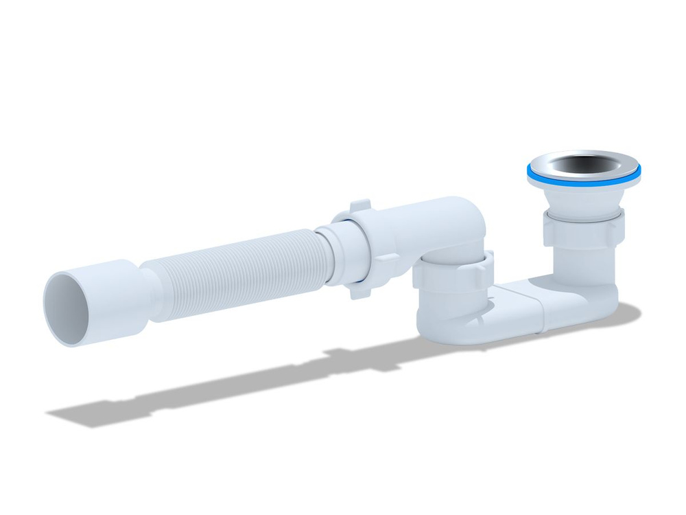 Сифон 1.1/2" для душевого поддона плоский, с гибкой трубой 40/50  #1