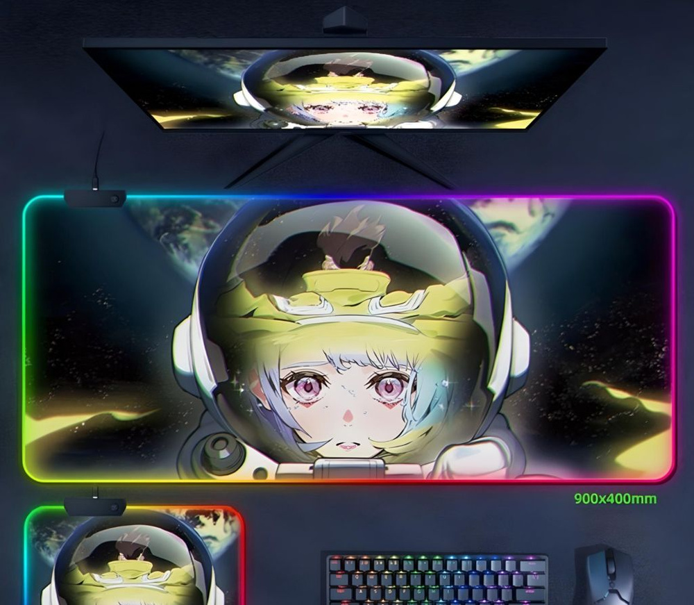 Anime Игровой коврик для мыши Коврик для мыши с RGB подсветкой, XXL,  пурпурный