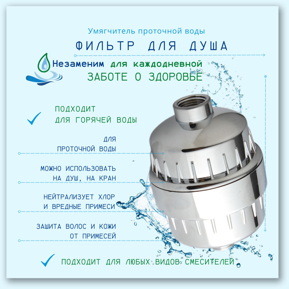 Фильтр для душа и ванной, умягчитель воды, защита от хлора  #1