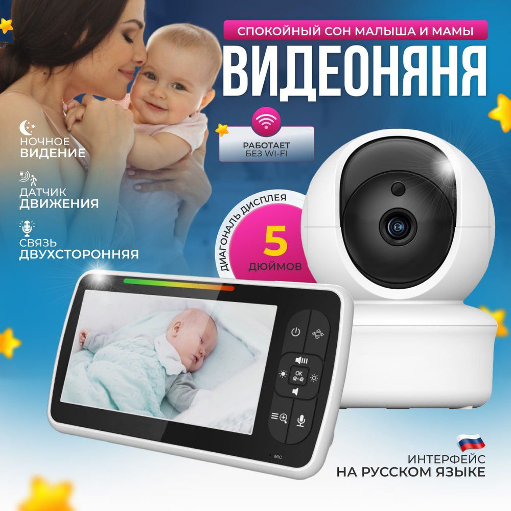 Беспроводная видеоняня Baby Monitor sm650 - купить с доставкой по выгодным  ценам в интернет-магазине OZON (1300035062)