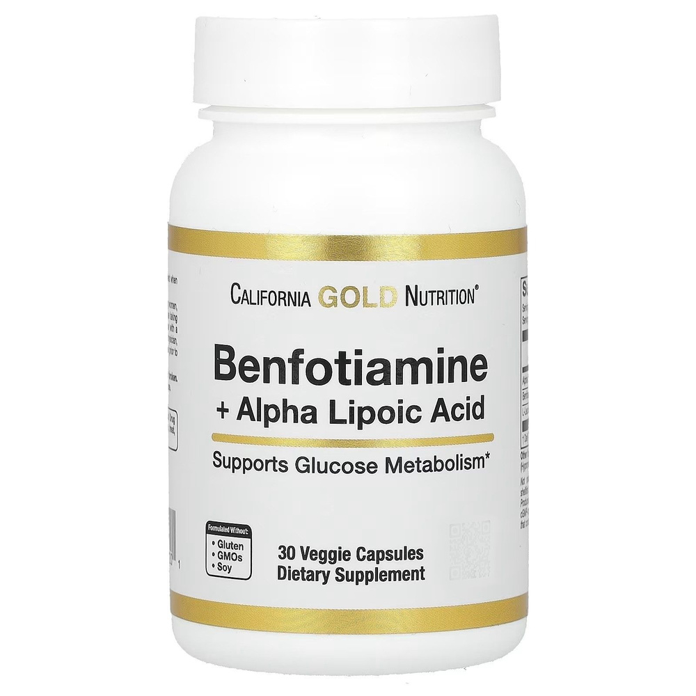 Бенфотиамин с альфа-липоевой кислотой, 30 вегетарианских капсул ...