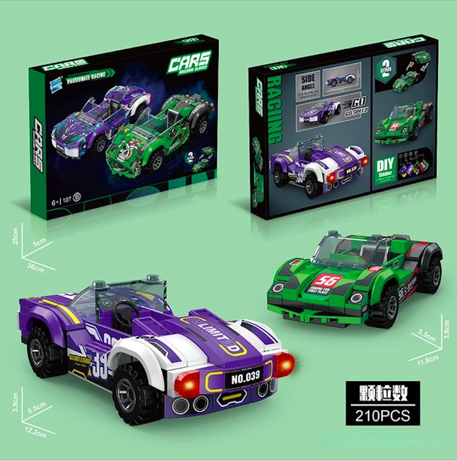 Конструктор Racing Cars, гоночные машинки, 2 шт., 210 деталей, 36х25х5 см -  купить с доставкой по выгодным ценам в интернет-магазине OZON (1306495035)