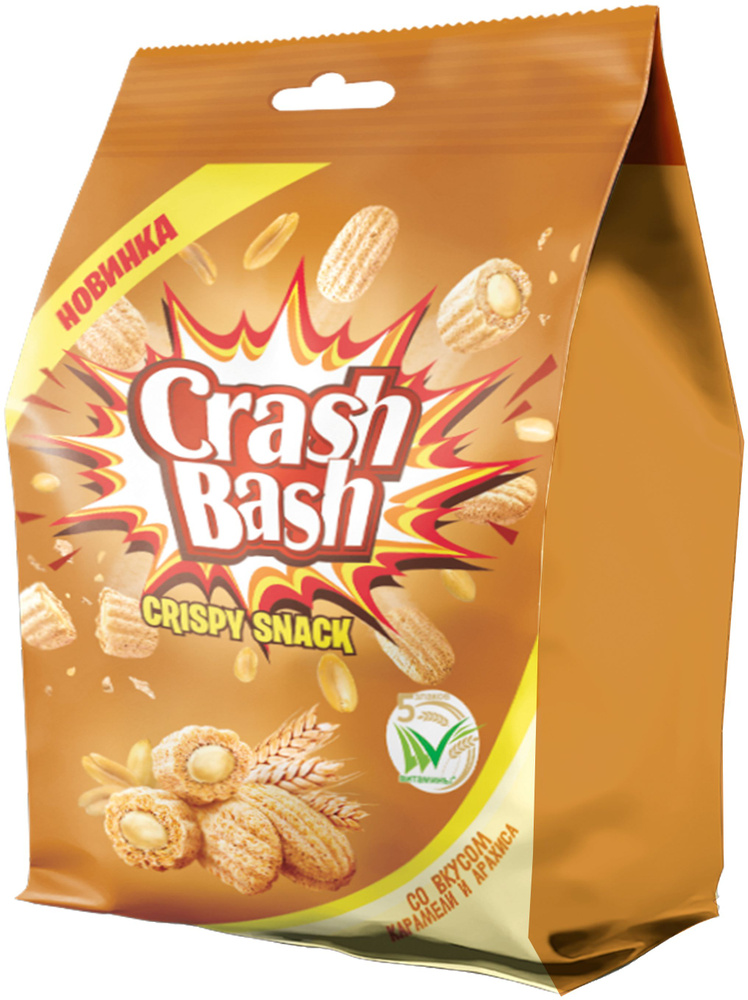 Упаковка 12 пачек Снэки CrashBash со вкусом карамели и арахиса 150г ...