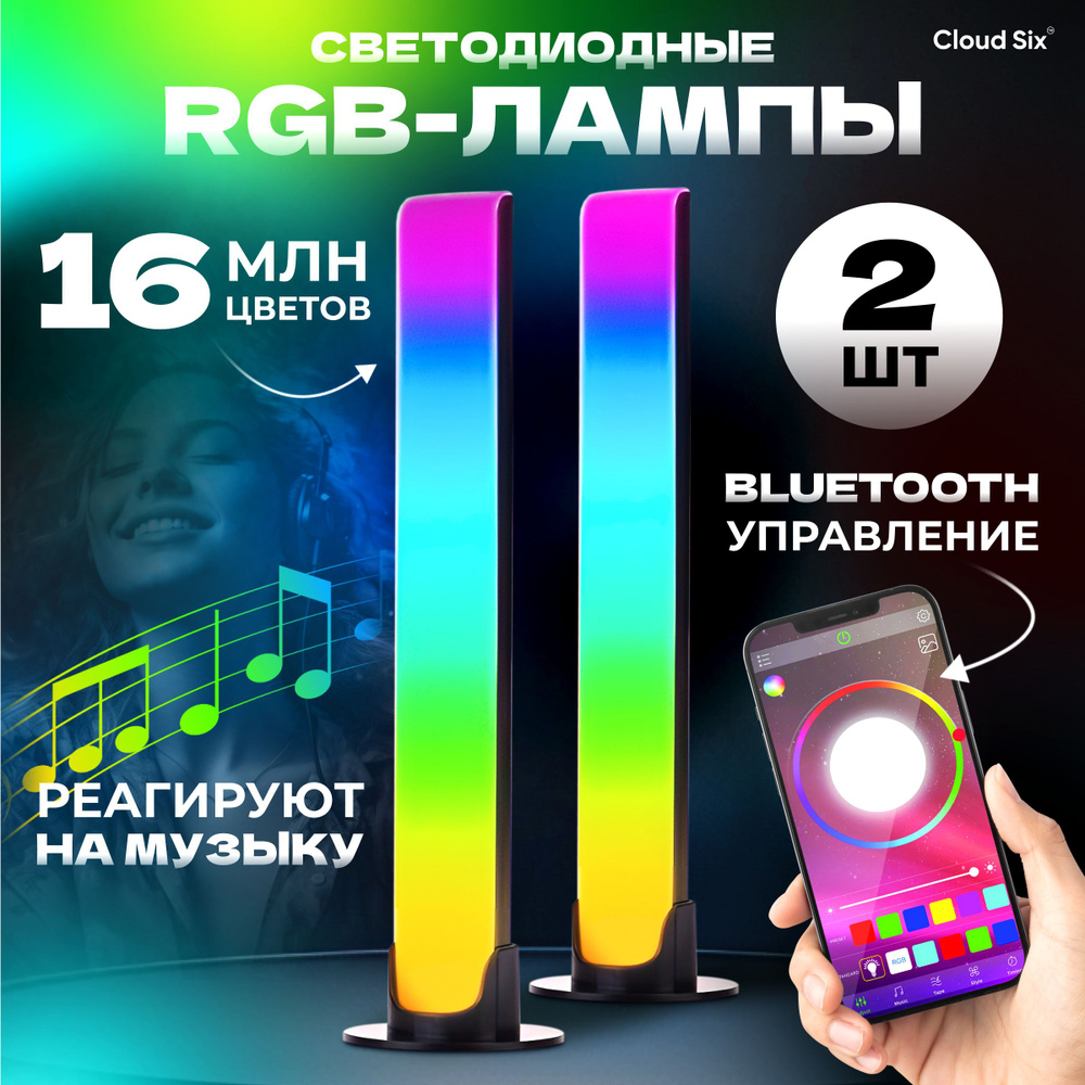 Светильник настольный светодиоидный неоновый RGB с Bluetooth и приложением,  с подставкой, USB проводом, 2 шт