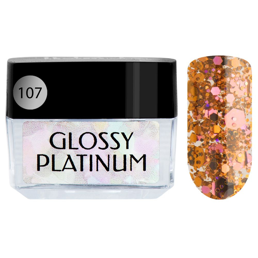 IRISK Гель-лак с крупными блестками Glossy Platinum, № 107 золотистый, 5 мл  #1