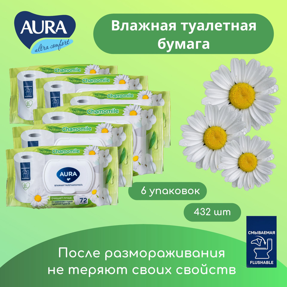 Aura Туалетная бумага влажная 72 шт - купить с доставкой по выгодным ...