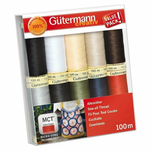 Набор нитей Sew-All 100м для всех материалов 10 шт/упак, 100% полиэстер Gutermann (1)  #1