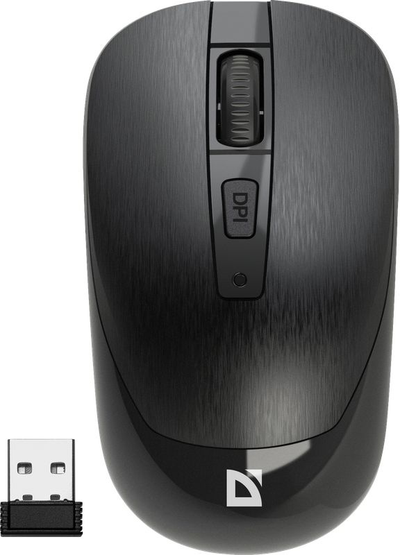 Мышь Defender Wave MM-995 52995, оптическая, беспроводная, 1600 dpi, USB, черный  #1