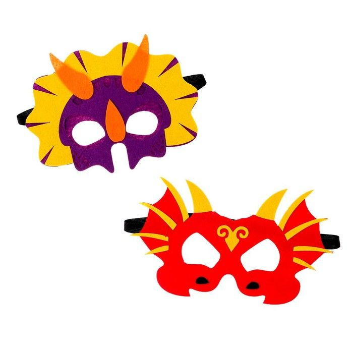 Карнавальные маски КНР "Дракоши", фетр, 2 шт #1