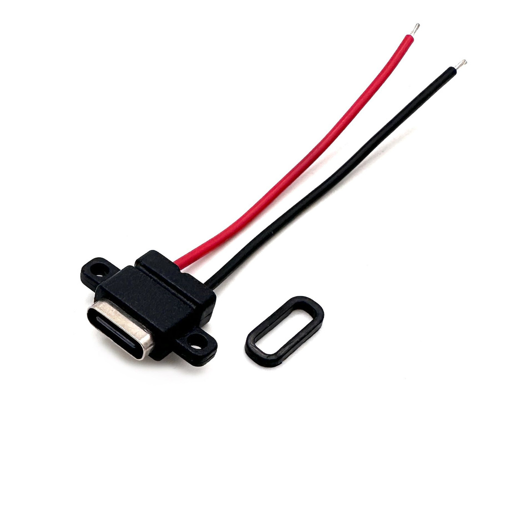 Гнездо питания TYPE-C установочное на корпус, 2Pin, уши горизонтальные ...