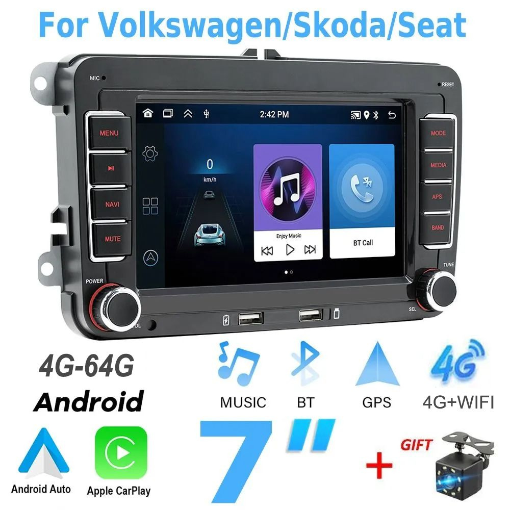 4+64 ГБ 4G Новое радио Android 2 Din Мультимедийный автомобильный плеер для  VW/Volkswagen Skoda Octavia golf 5 6 touran passat B6 polo Jetta Coche  Seat2 DIN - купить в интернет-магазине OZON с