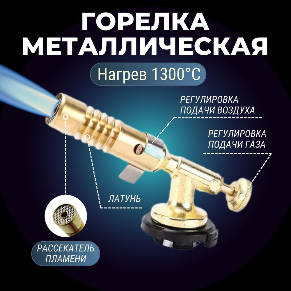 Газовая горелка / Туристическая горелка насадка для газового баллона латунь  - купить по выгодным ценам в интернет-магазине OZON (1122846993)