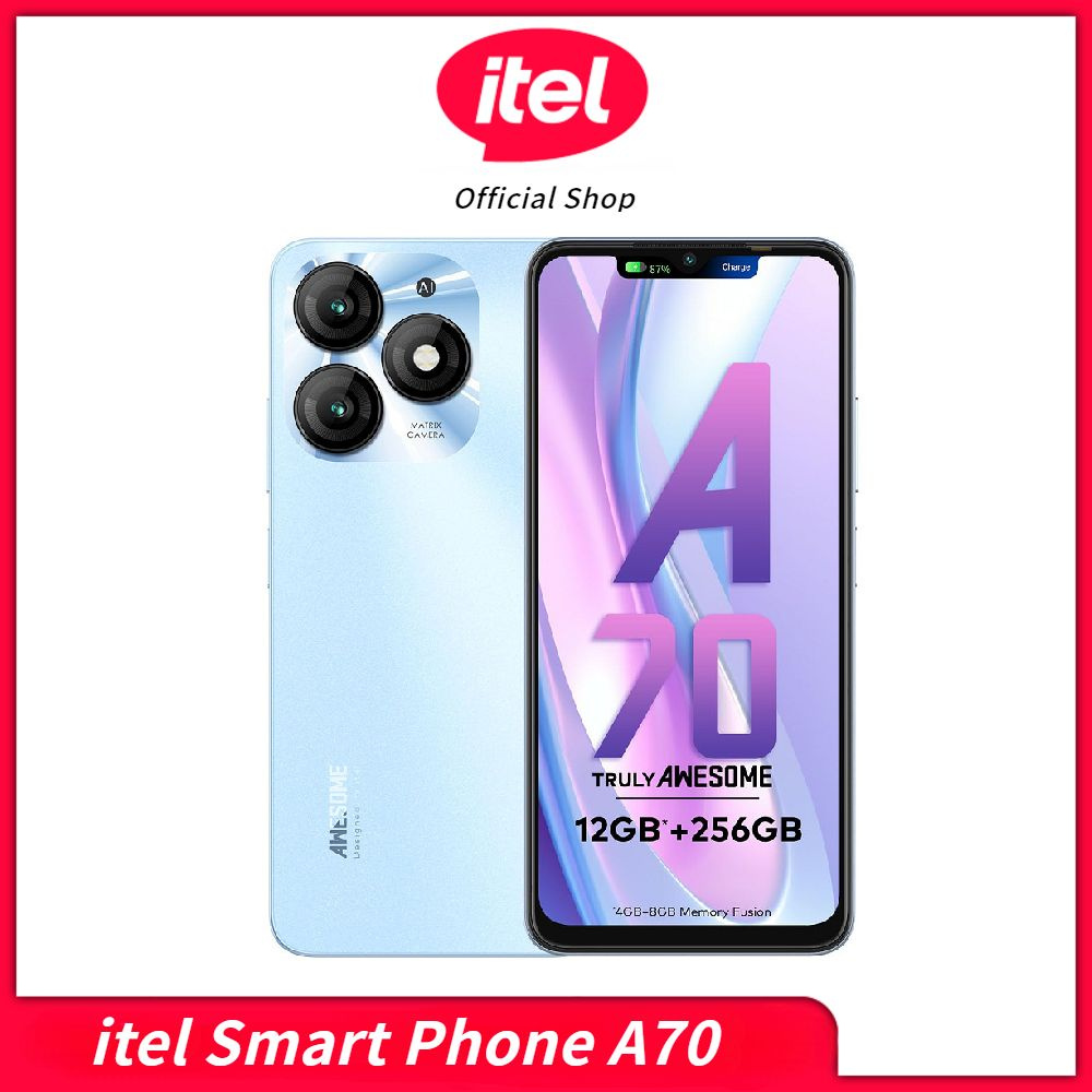 ITEL Смартфон А70 CN 4/256 ГБ, синий, зеркальный