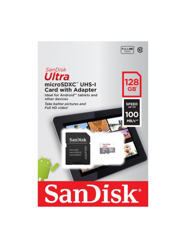 Карта памяти micro sdxc 128gb sandisk ultra class 10 uhs i 100 10 mb s