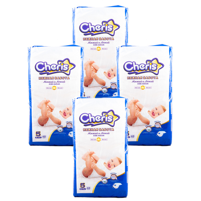 Детские подгузники Cheris 48*4 (192 шт) размер XL "5" (12-17кг ...