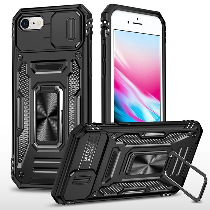 Чехол Camshield Square Ring для iPhone 7 / 8 / SE 2020 (Черный ...