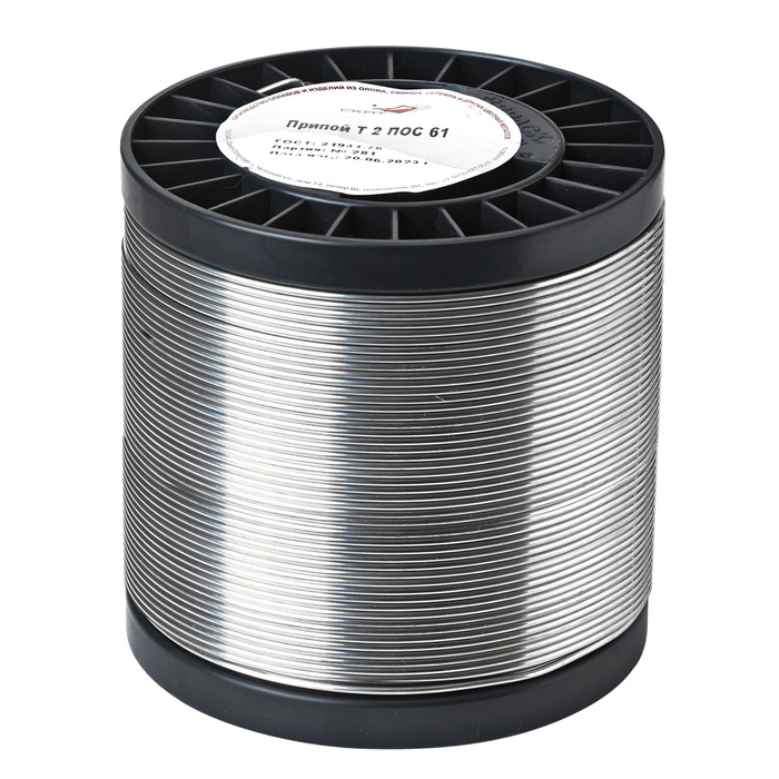 Припой ПОС 61, с канифолью, проволока 2 мм, ГОСТ 21931-76, 5 кг ...