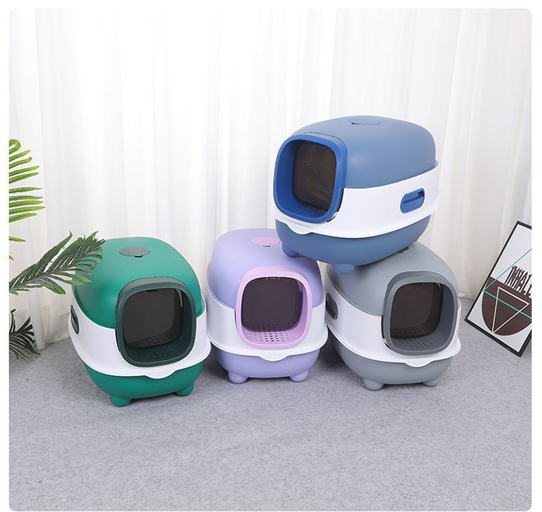 Полностью закрытый лоток для кошек, с защитой от запахов и брызг, с ...