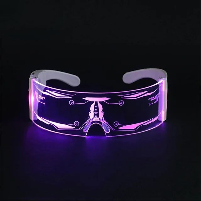 Светящиеся неоновые очки Cyberpunk прозрачные / Светодиодные очки с LED ...