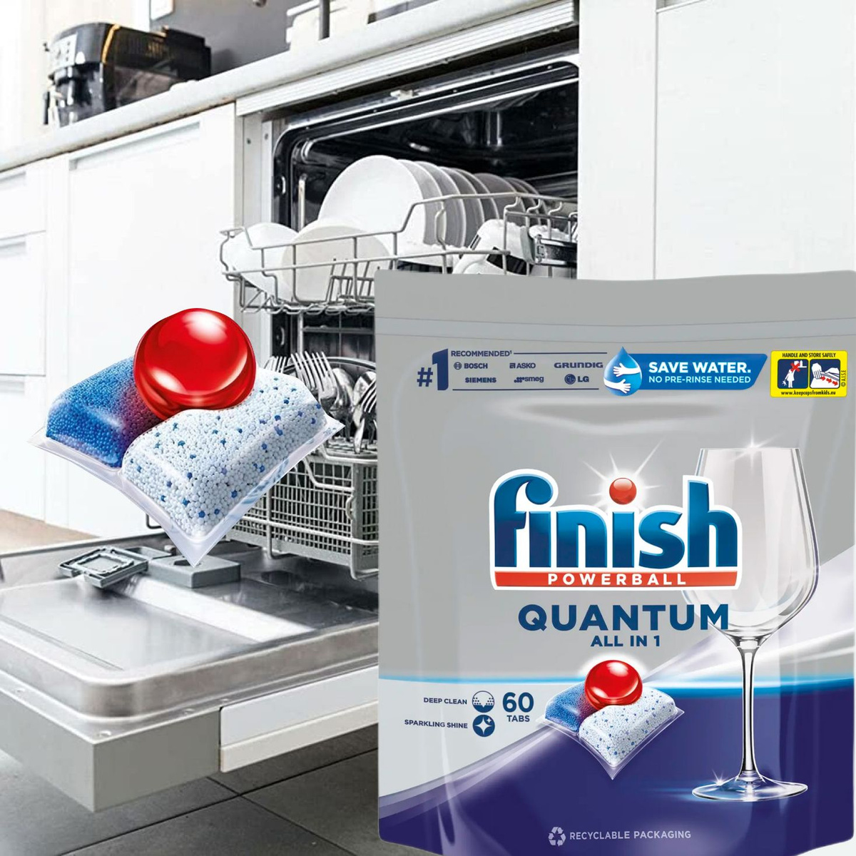 Капсулы Finish Quantum All in 1 60 шт, для посудомоечной машины ...