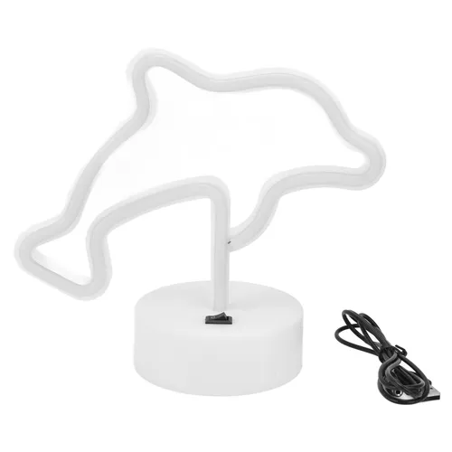 Неоновый светильник с дельфином, USB или батарейки, с базой, уникальное украшение для комнаты